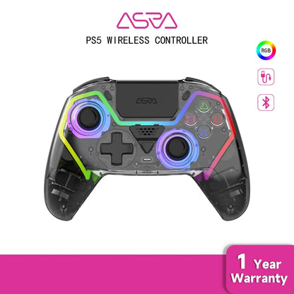 Transparent HG-04D Wireless Controller for PS5/PC/iOS/Android/Steam – BT 5.3, Macro, Touchpad, Hall Triggers