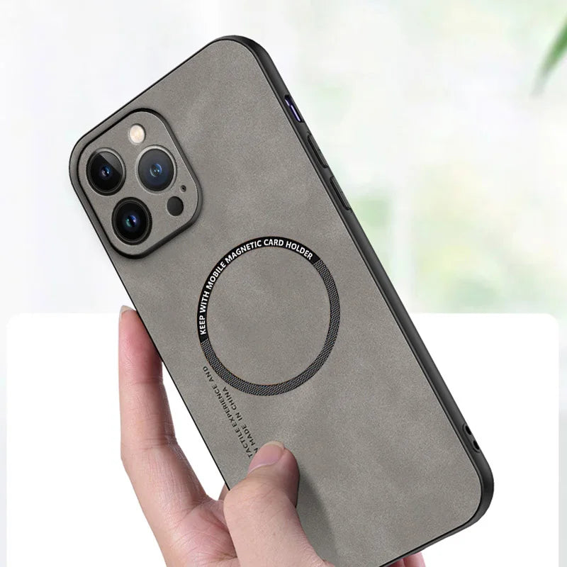 For Magsafe iPhone 15 14 13 12 11 Pro Max X XR XS max 14 15 Plus Sheepskin Vintage Magnetic Leather Soft Phone Case