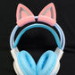 Pink Silicone Cat Ears For Headphones Black Wireless Wired Headset Gamer Cute Ears Lovely Kids Girls Helmet Gaming Accessories ﻿
