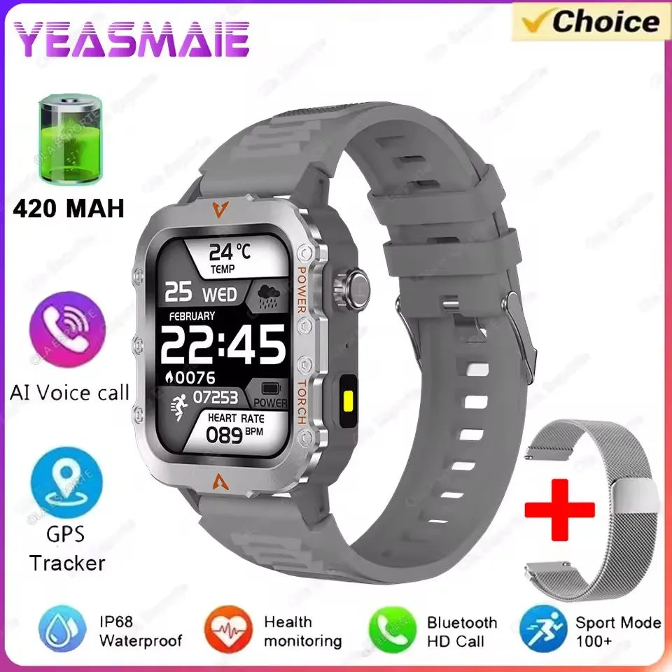 New for Outdoor Smartwatch Military  Men with Led Lighting Bluetooth Call Fitness Heart Rate