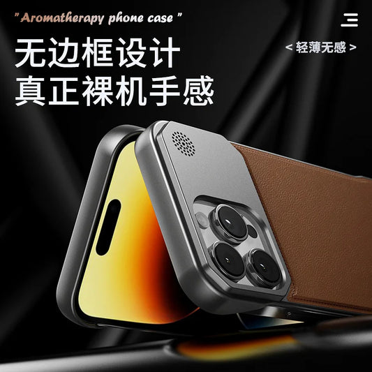 Luxury Magnetic PU Leather Aromatherapy Phone Case For iPhone 17 Air 11 12 13 14 15 16Pro Max Wireless Charging Borderless
