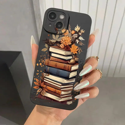 Creative Beautiful Book Pattern Phone Case For iPhone 11 12 13 14 15 16 17 Air Pro Max 16E 7 8 Plus X XR XS SE2 Shockproof