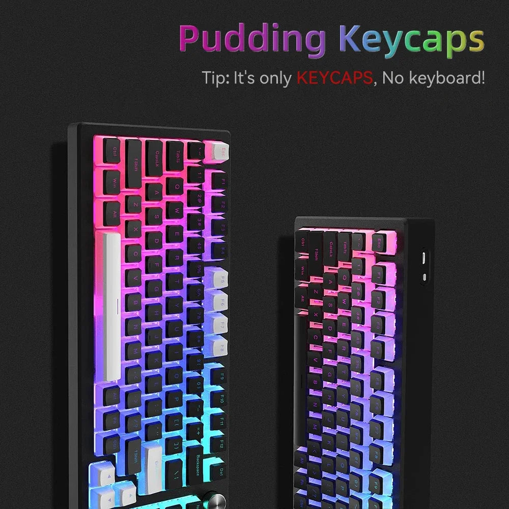 Pudding PBT Keycaps – 129-Key Double Shot Set for RGB Mechanical Keyboards (60%/80%/100%)