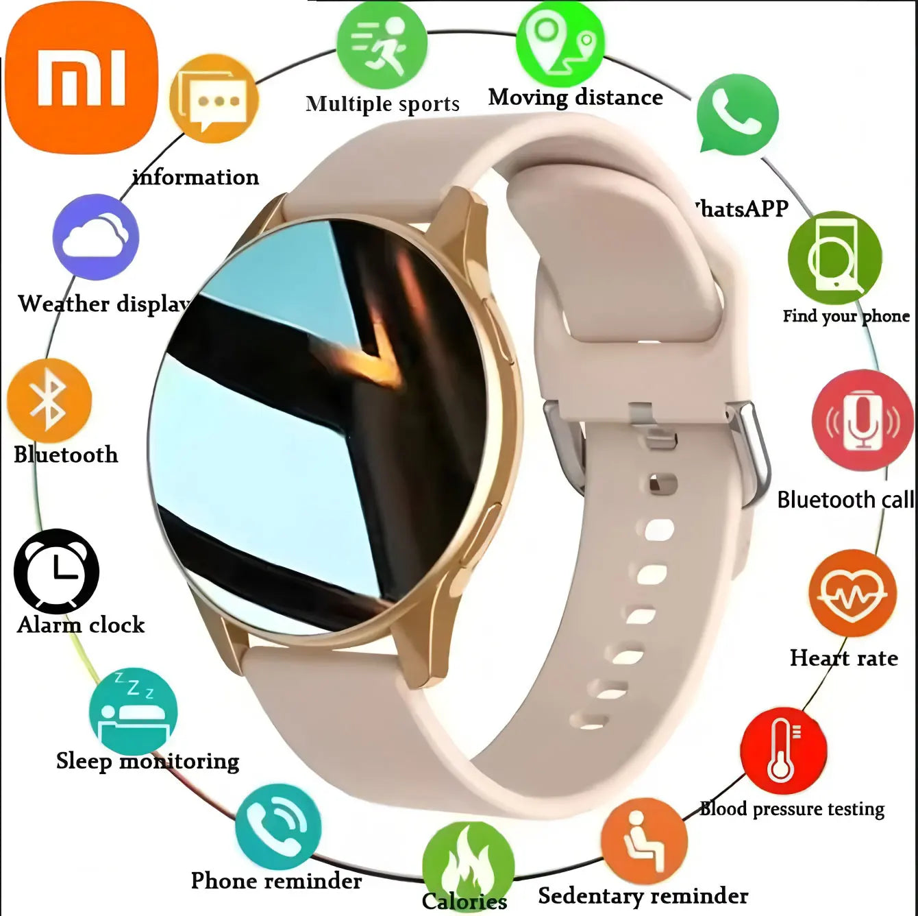 Xiaomi Women Bluetooth Call Smart Watch HeartRate Blood Pressure Monitoring Waterproof Men Android IOS