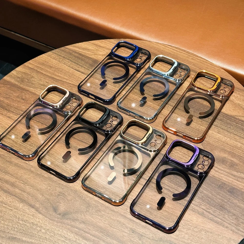 Fashion Frameless Magnetic Phone Case For iPhone 17 16 15 14 Pro Max 13 Creative Lens Bracket Ultra Thin for 17 Air 17Pro