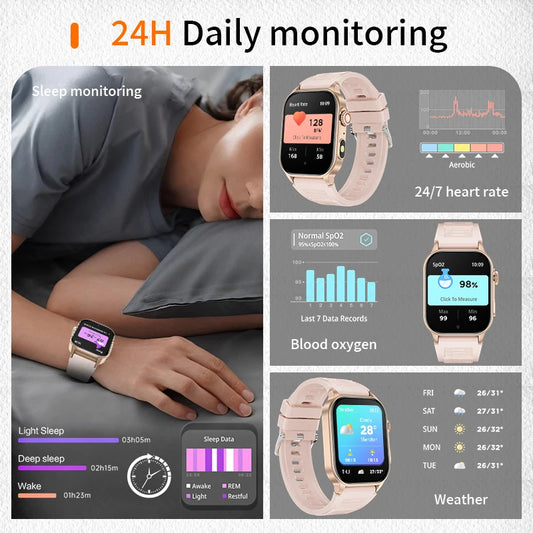 LIGE Smart Watch Women Bluetooth Connect Phone 24 Hour Health Monitoring Sports Bracelet Digital