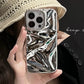 Luxury Electroplate Silvery 3D Wrinkle Phone Case For iphone 17 Air 16 15 14 Plus 13 11 12 Pro Max Water Ripple Shockproof Cover