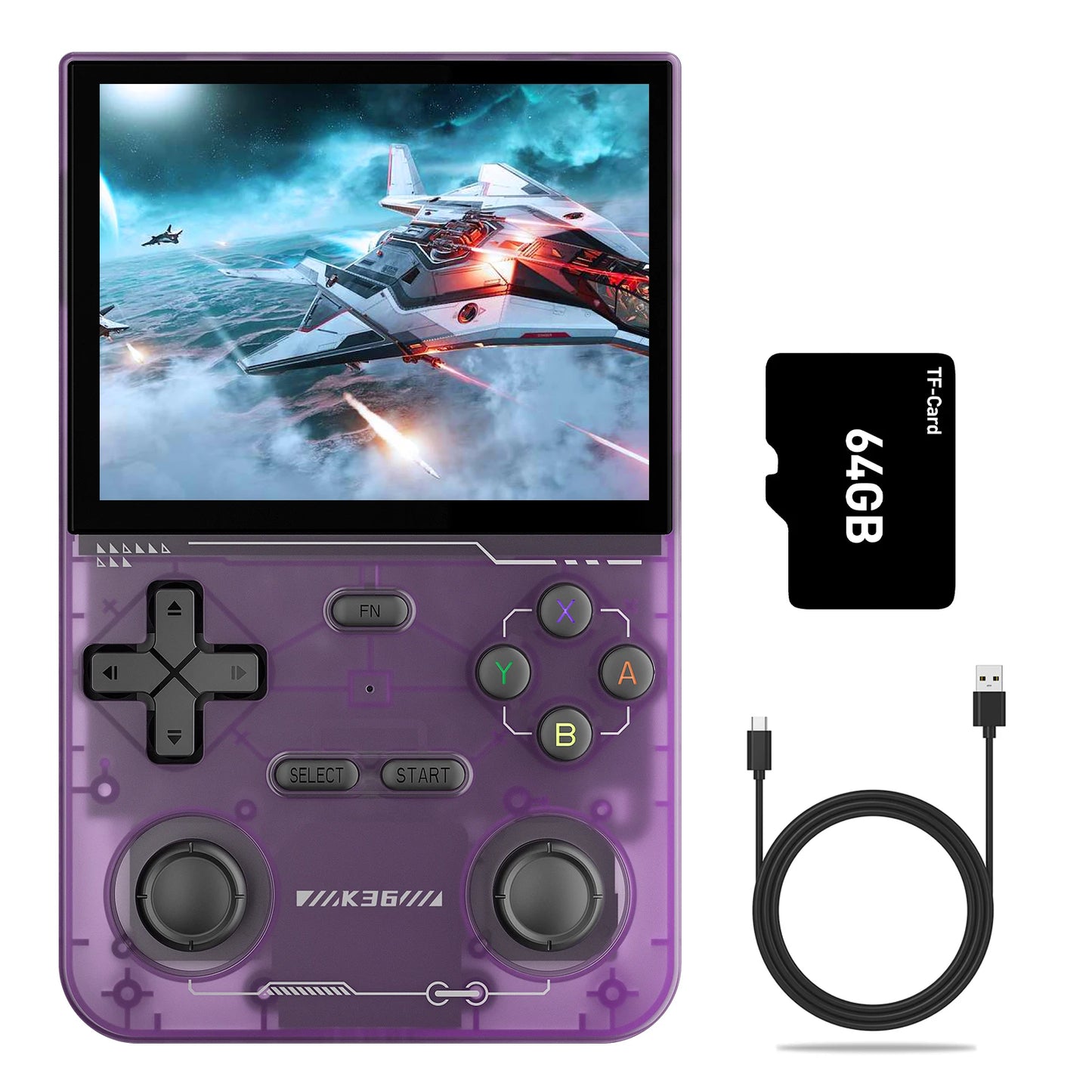 GAMINJA K36 Handheld Game Console – 3.5" IPS Screen, 64GB Memory, Classic Portable Open-Source Gaming