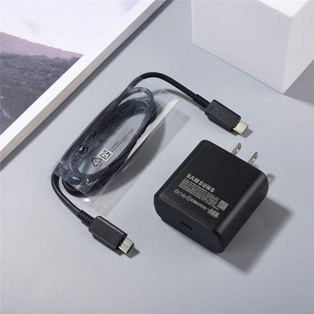 SAMSUNG 45W PD Super Fast Charger EU/US/UK Plug For Galaxy S24 S23 Note20 Ultra 10 Plus A55 A53 A54 F56 F55 A36 & 5A USB C Cable