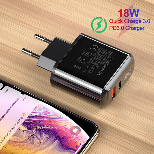 18W USB C Charger PD Type C Fast Charging Power Adapter Quick 3.0 Portable Mobile Phone For iPhone Xiaomi Huawei
