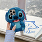 For iPhone 16 promax 15 14 Pro Max 13 12 11 Cases So Cute 3D Cartoon Stitch Phone Case Soft Silicone Fur Plush Ear Strap