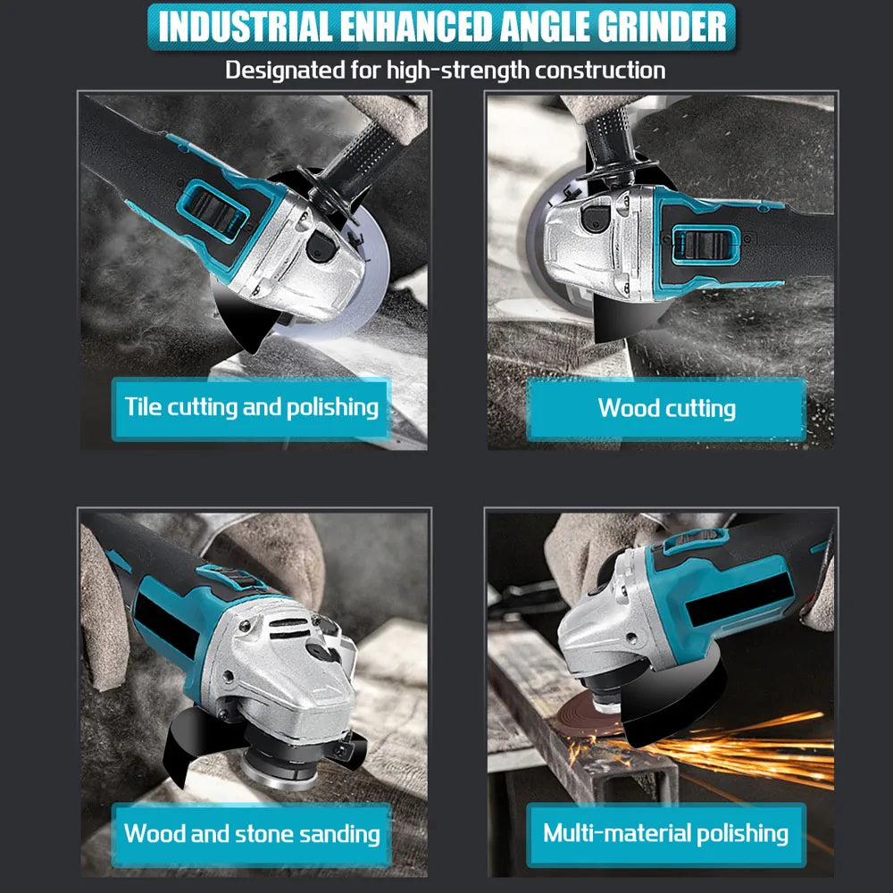 125mm Brushless Angle Grinder Cordless Electric Angle Grinder Power Tool Polishing Cutting Machine for Makita 18V Battery