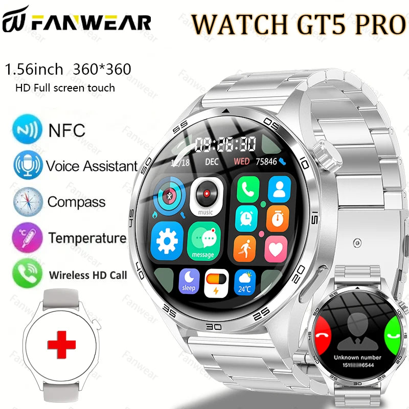 For Huawei WATCH GT5pro 2025 new men's watch Bluetooth call AI voice 100+ sports mode ip68 waterproof heart rate monitoring NFC