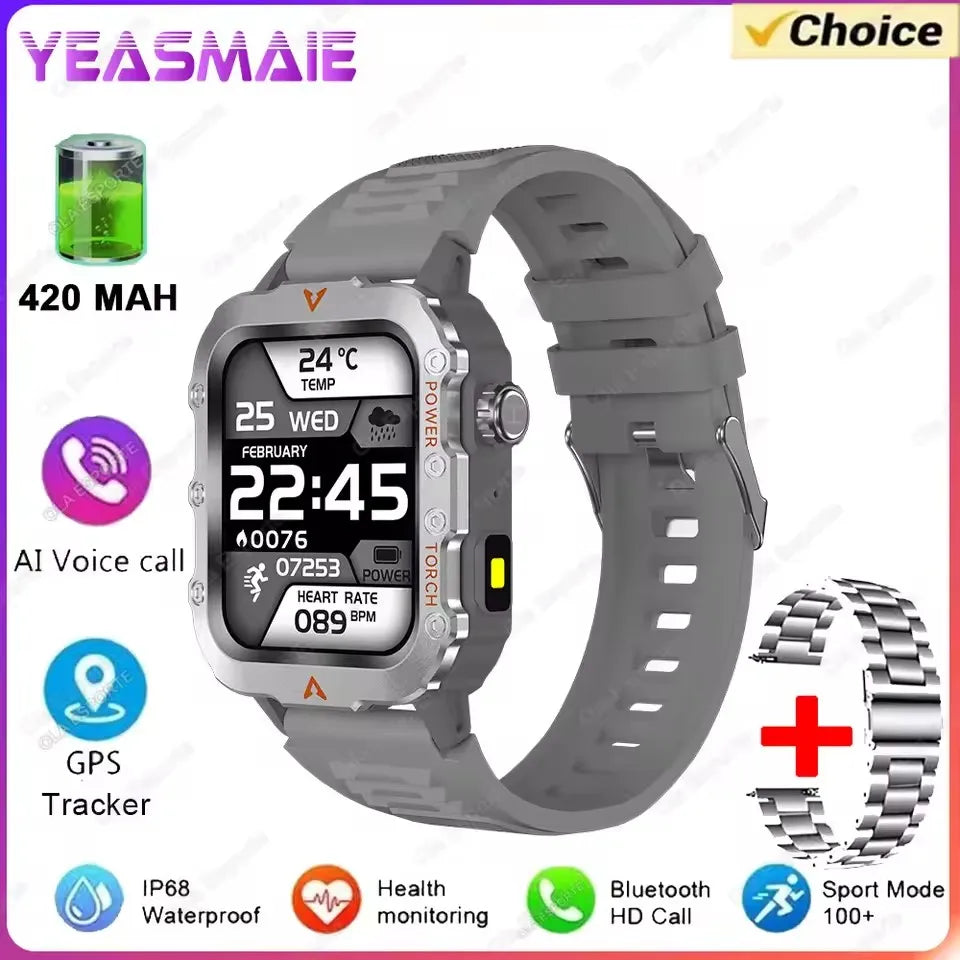 New for Outdoor Smartwatch Military  Men with Led Lighting Bluetooth Call Fitness Heart Rate