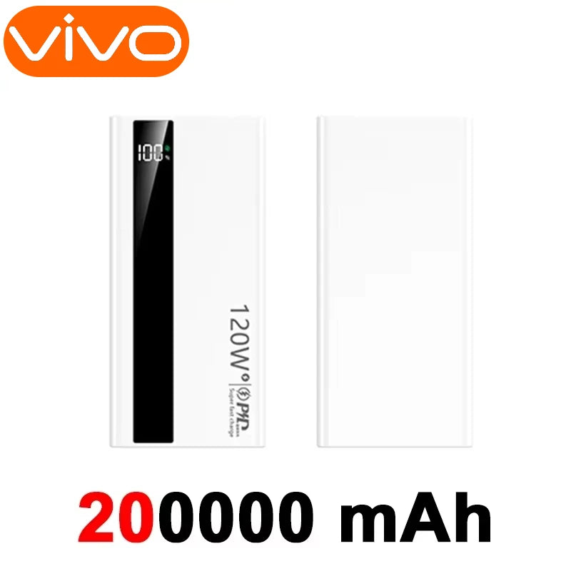 VIVO 120W 200000mAh Power Bank High Capacity Digital Display Fast Charging  Portable  For iPhone Xiaomi 2025