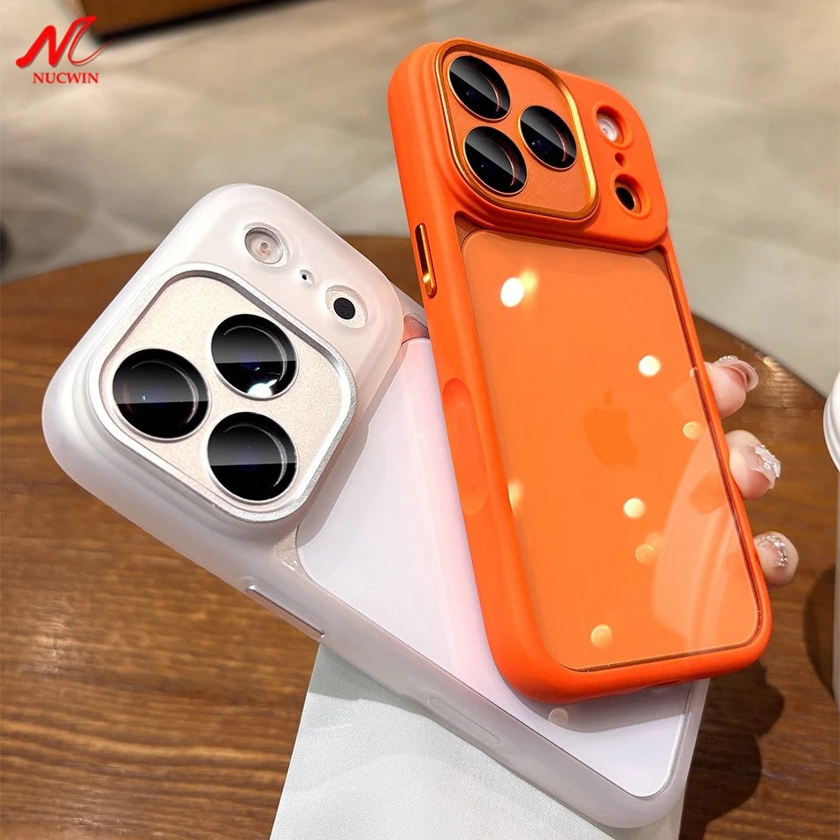 Luxury Hard Acrylic Transparent Case for iPhone 17 Air 13 14 15 16 17 Pro Max Plus 12 11 Lens Film Protection Shockproof