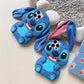For iPhone 16 promax 15 14 Pro Max 13 12 11 Cases So Cute 3D Cartoon Stitch Phone Case Soft Silicone Fur Plush Ear Strap
