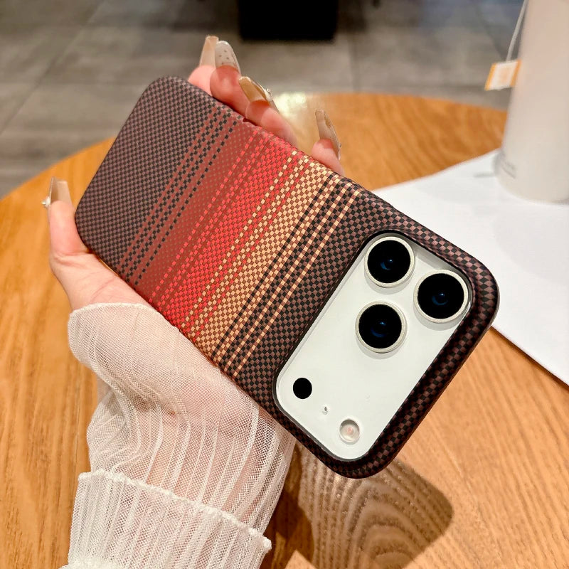 For Magsafe Magnetic Wireless Charging Luxury Solid Color Carbon Fiber Phone Case For iPhone 17 Pro Max Air Bumper Back