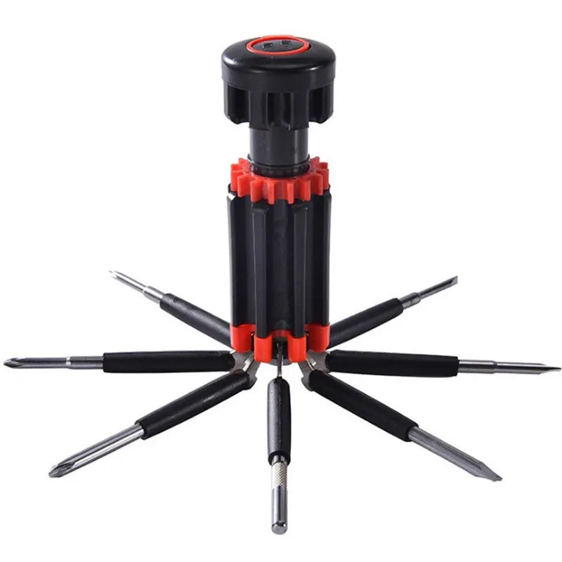 1PC 8 in1 multifunctional screwdriver with light, cross shaped, household industrial multi-purpose screwdriver