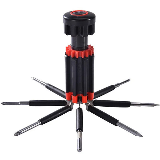 1PC 8 in1 multifunctional screwdriver with light, cross shaped, household industrial multi-purpose screwdriver
