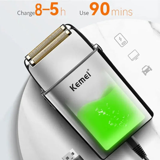 Kemei TX5 Pro Metal Electric Shaver – Rechargeable Barber Hair Clipper for Men