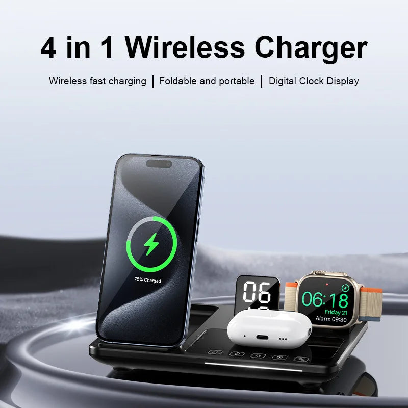 30W Electric Wireless Charger Stand for Airpods Pro Apple Watch Touch Control Fast Station for Iphone 16 15 14 13 12 11