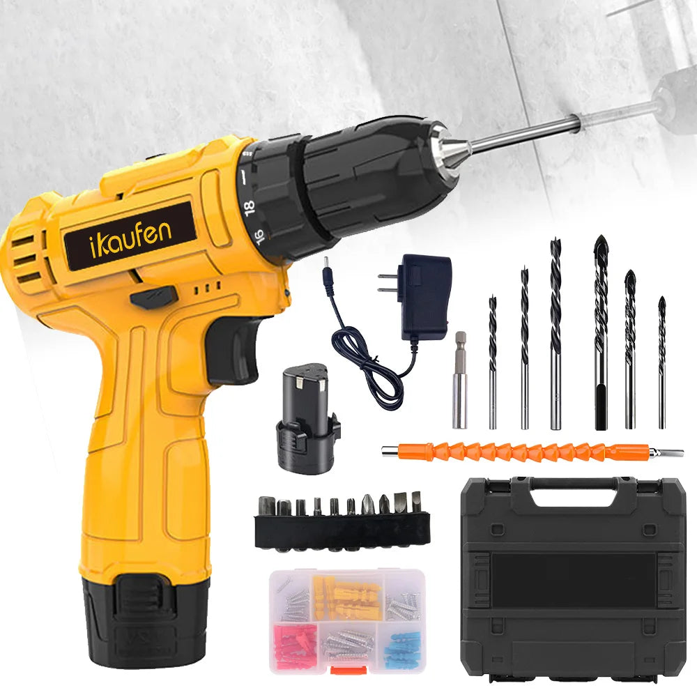 Cordless Brushless Lithium Drill Electric Dual Speed Impact Battery Powered Multi Function Drilling Tool
