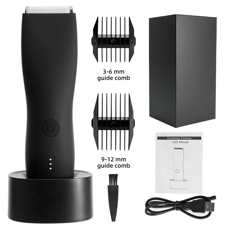 Cordless Waterproof Groin Hair Trimmer – Personal Electric Body Shaver for Men