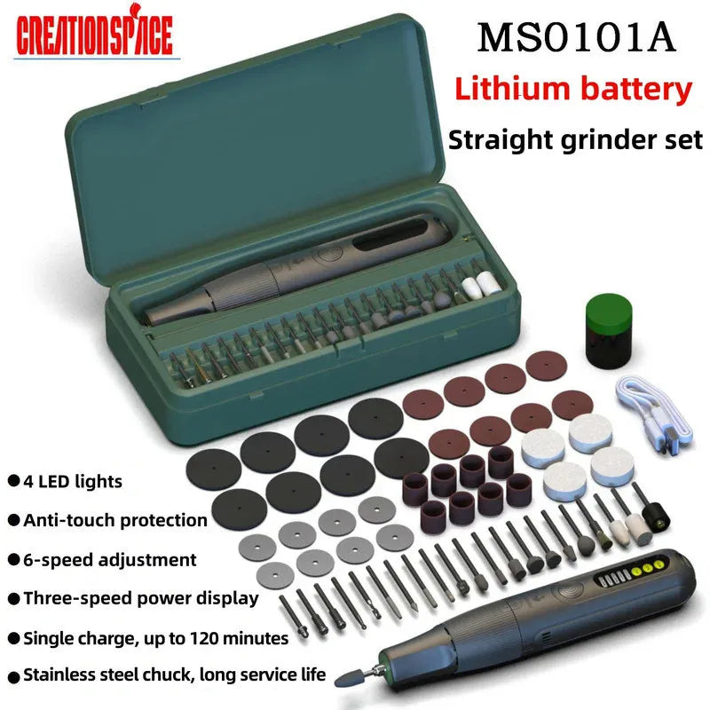 CreationSpace 8V Lithium Electric Grinding Set – Handheld Grinder for Wood Carving, Polishing & Cutting MS0101A