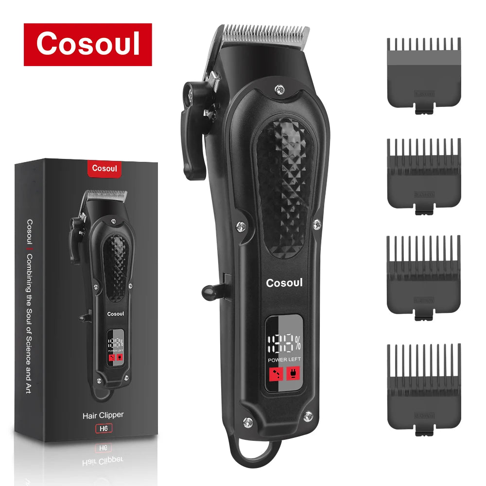Cosoul Electric Hair Clipper – Adjustable Length, LED Display, Type-C Charging