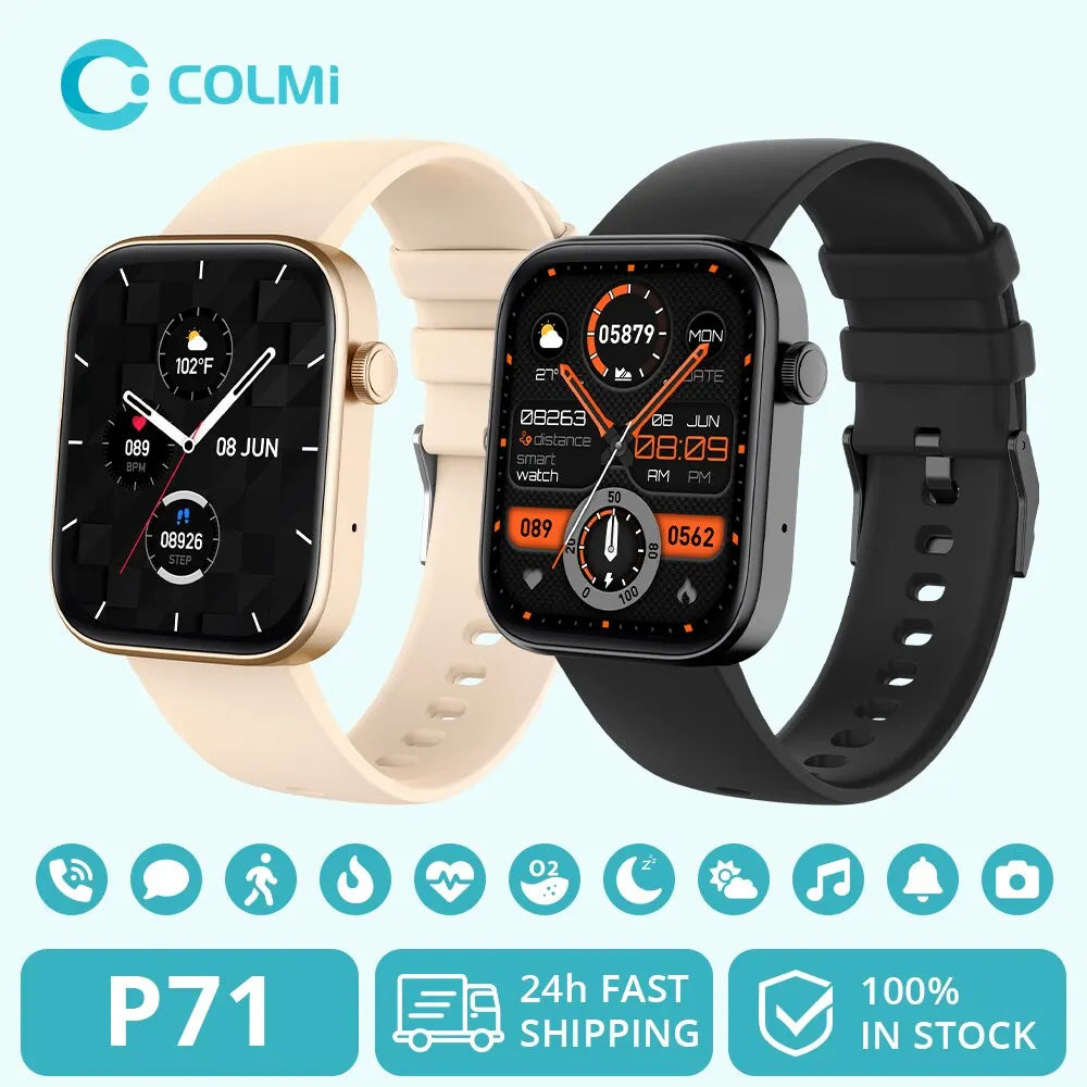 COLMI P71 Voice Calling Smartwatch Men Health Monitoring IP68 Waterproof Smart Notifications Assistant Women