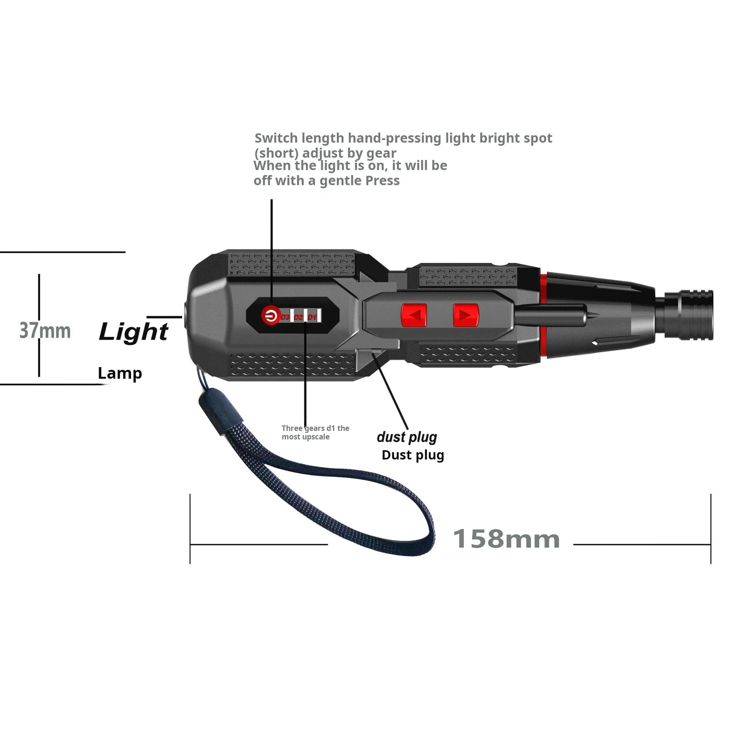 2V / 3.6V Electric Screwdriver – Three-Speed Adjustable with LED Light and Strong Straight Handle