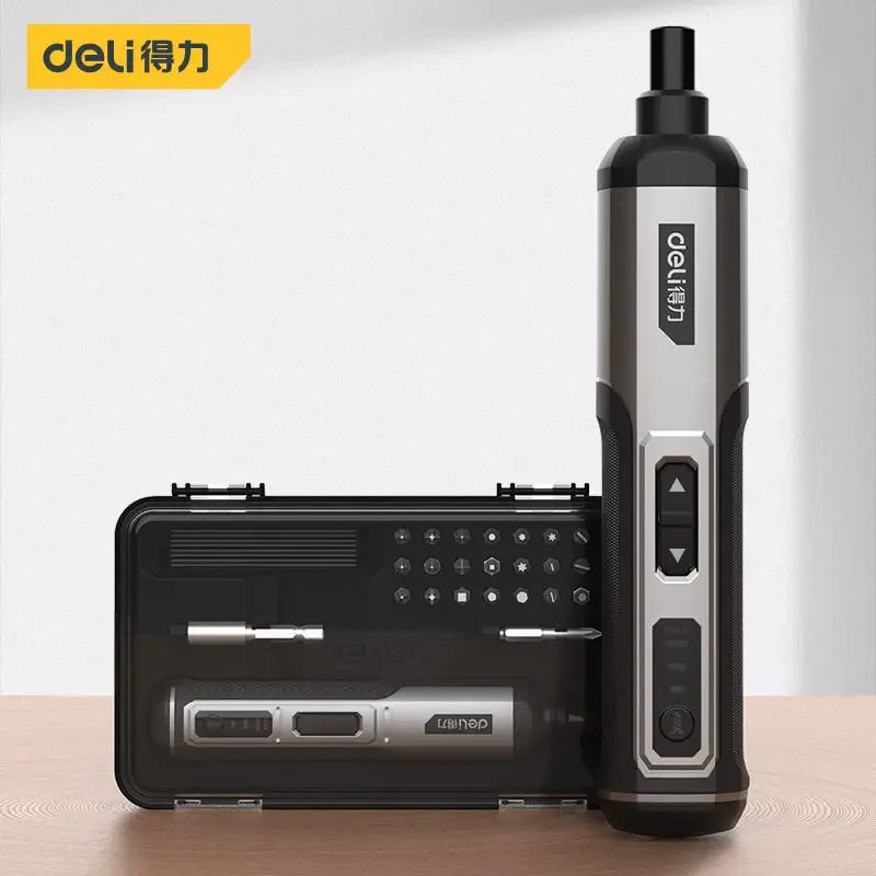 Deli Electric Screwdriver 3-Speed Large Torque Cordless 2000mAh Battery Drill 4V Power Tools Set