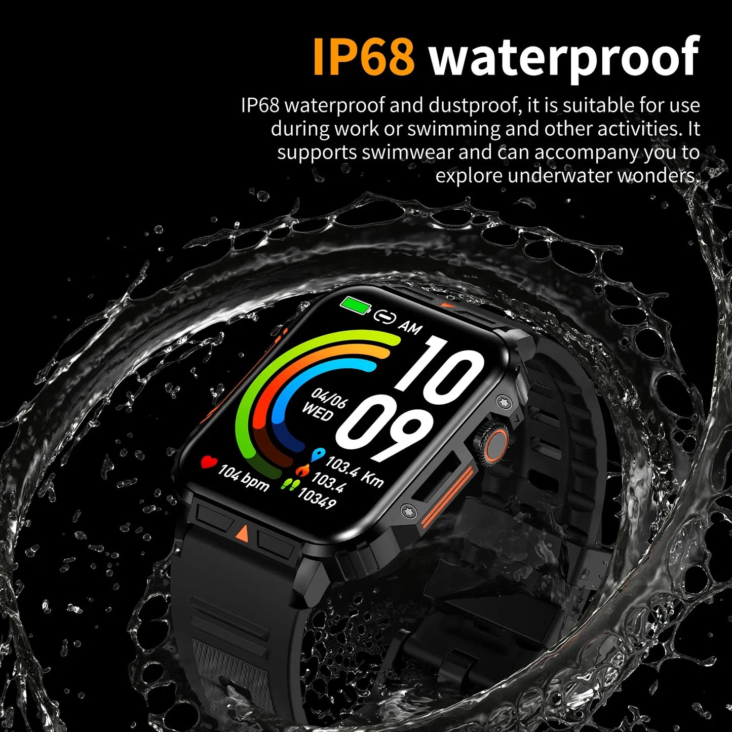 Military Men Smart Watch Health Monitor Bluetooth Call Fitness IP68 Waterproof Sports for Women Xiaomi 2025
