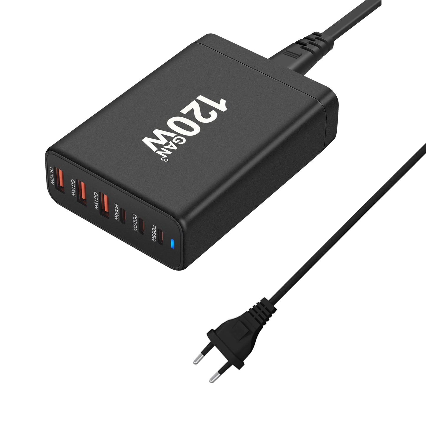 120W GAN Multi USB Fast Charging Station 6 Port Hub Type C Charger PD Smart For iPhone Samsung Xiaom