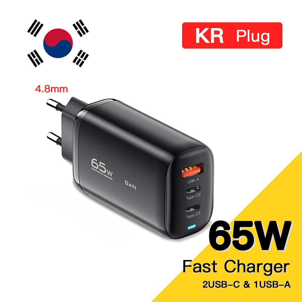 Essager 65W GaN USB Type C Charger For Laptop PPS 45W 25W Fast For Samsung Xiaomi Realme mobile iPhone15 14 13 Pro Phone