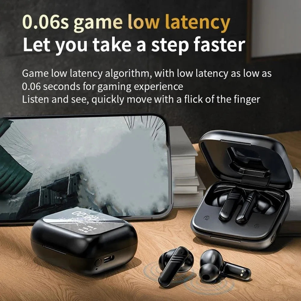 Bluetooth 5.4 Full Touch Screen Headphones Smart LCD in Ear ANC Bluetooth Earphones HD Call Noise Cancelling