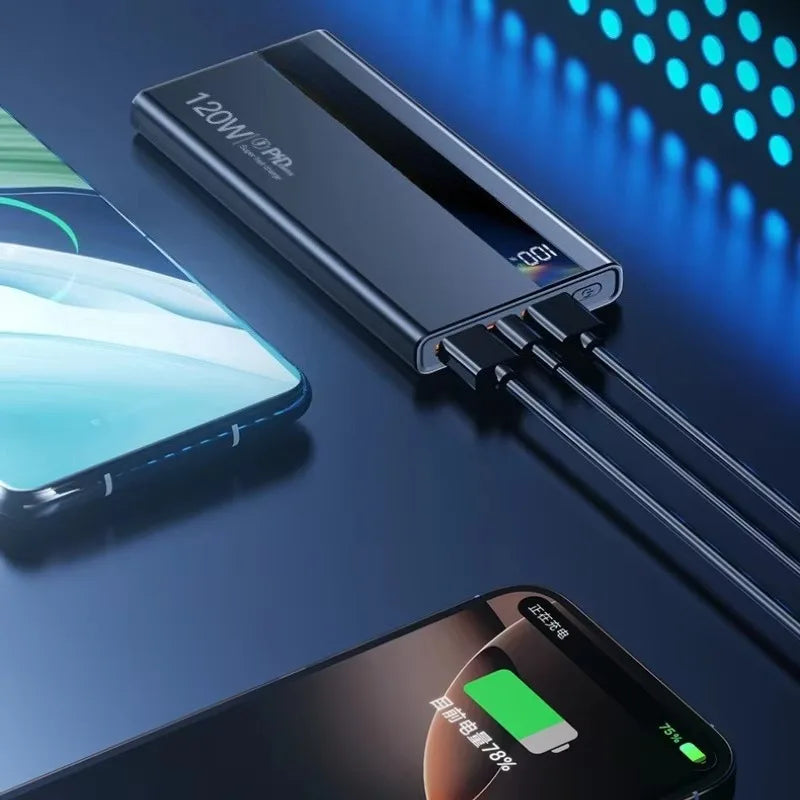 Powerbank 30000mah 120W Super Fast Charging Portable Battery High Capacity Digital Display  For Iphone Samsung