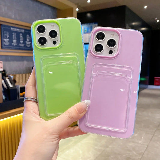 Candy Jelly Cute 2 in 1 Phone Case For Apple iPhone 11 12 13 14 15 16E 16 Pro Max Plus Funda with Card Holder Protective