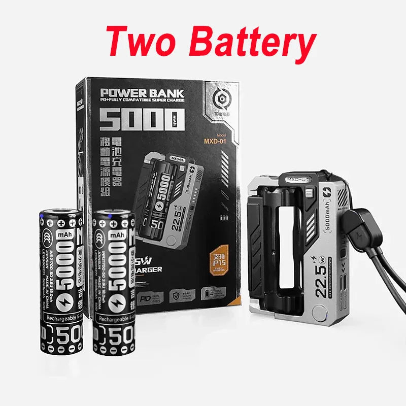 10000mAh Portable Power Bank Removable Replaceable Battery Pack 22.5W Fast Charging External Battery for Xiaomi iPhone Samsung