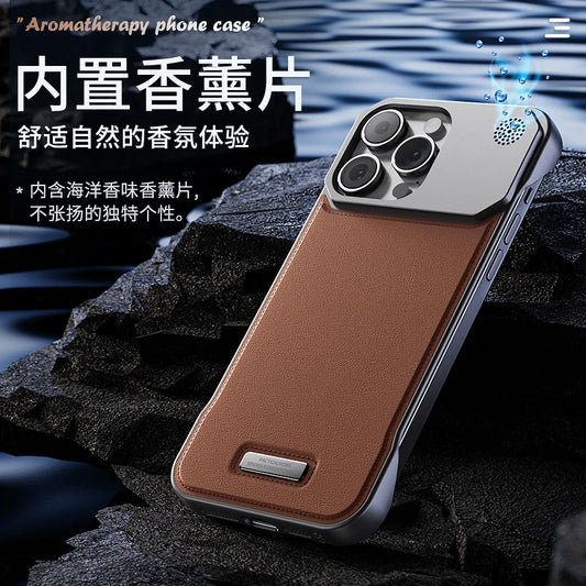 Luxury Magnetic PU Leather Aromatherapy Phone Case For iPhone 17 Air 11 12 13 14 15 16Pro Max Wireless Charging Borderless