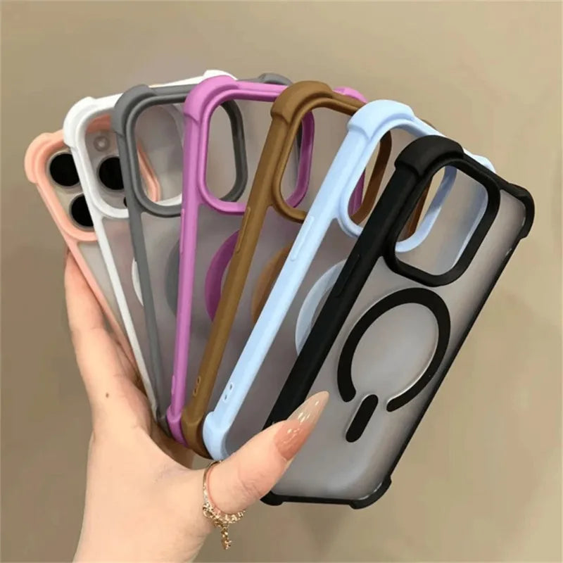 Matte Translucent for Magsafe Phone Case for iPhone 17 16 15 14 13 12 11 Pro Max Magnetic Wireless Charging Shockproof
