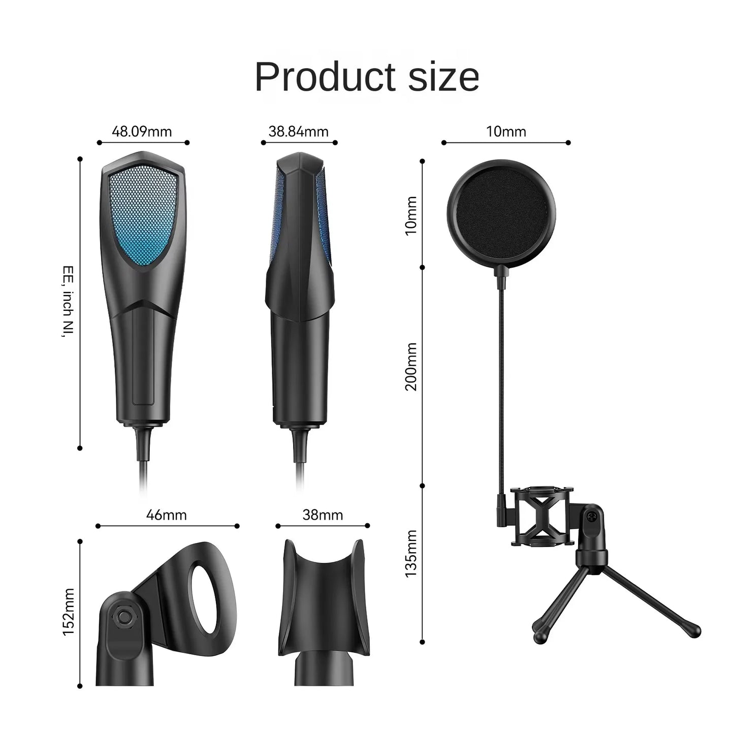 Condenser Desktop USB Microphone – Vertical RGB Mic for Live Streaming, Gaming, Karaoke & Video Conferencing