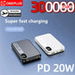 OnePlus Mini Power Bank 30000mAh Large Capacity Fast With Built-in 3 Cables Battery For IPhone Samsung Huawei