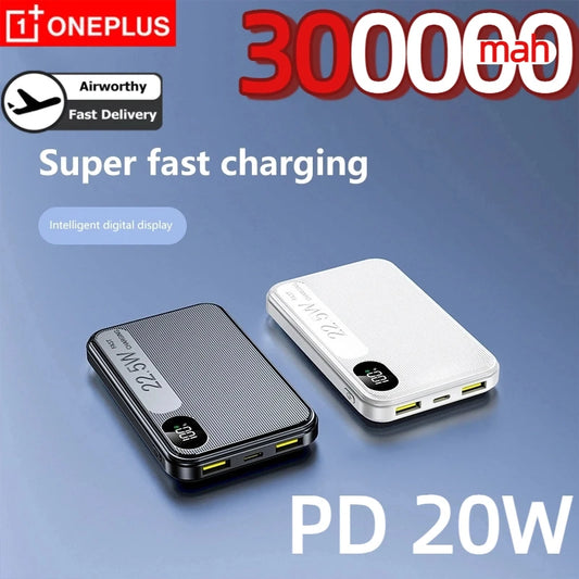 OnePlus Mini Power Bank 30000mAh Large Capacity Fast With Built-in 3 Cables Battery For IPhone Samsung Huawei