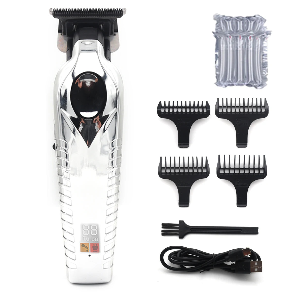 Zero Gapped Hair Trimmer – DLC T-Blade, LED Display, Low Noise, Cordless