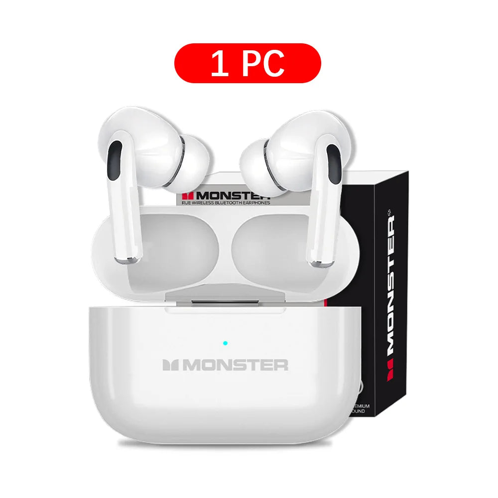 MONSTER Wireless Bluetooth 5.3 Earphones LCD Touch Screen Headphones ANC Noise Reduction Headset Built In HD Mic  Music Earbuds