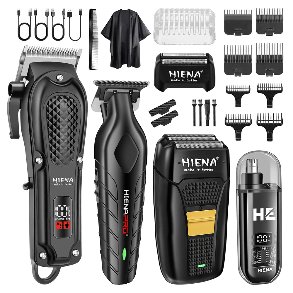 HIENA Professional Electric Hair Clipper – Rechargeable Beard Trimmer & Men’s Shaver Kit