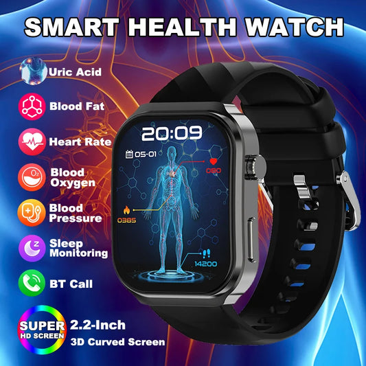 LIGE 2025 New AI Healthy Diagnose Smart Watch Blood Lipid Uric Acid Bluetooth Call Blood Pressure Health Smartwatch Men Women