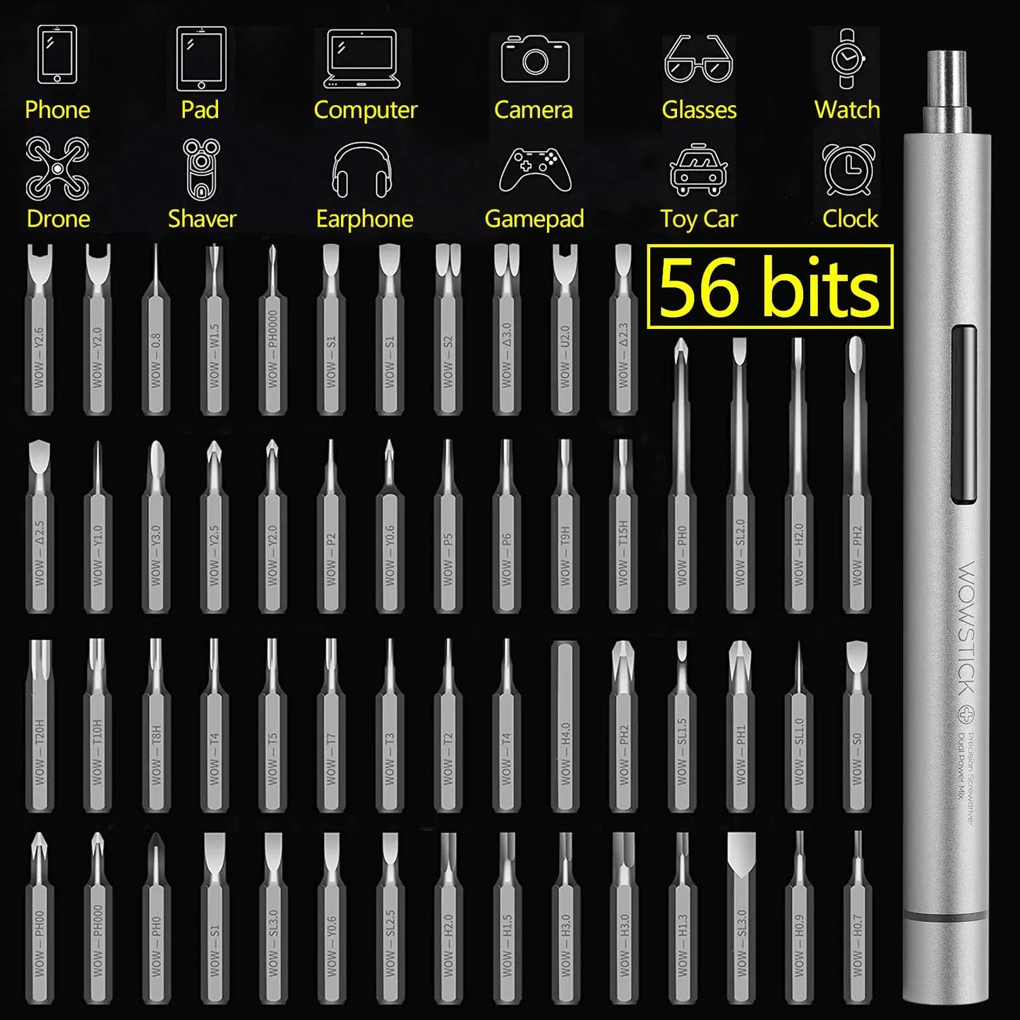 Original Wowstick 1F+ Pro 64-in-1 Electric Screwdriver – Cordless Lithium Rechargeable LED Repair Kit